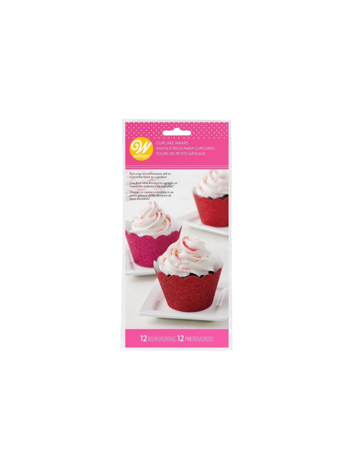 Wilton Cupcake Wrappers - Rot und Rosa Glitzer - 24 Stück