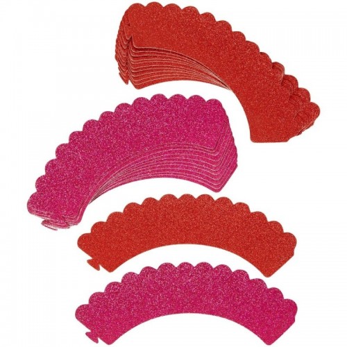 Wilton Cupcake Wrappers - roter und rosa Glitzer - 24 Stück