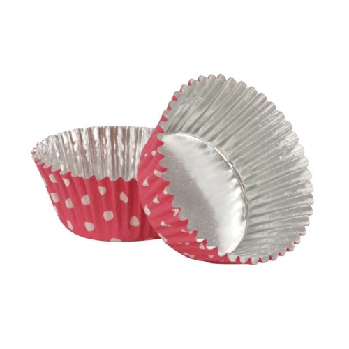 PME Foil Lined Baking cups - pink with polka dot - 30 pcs