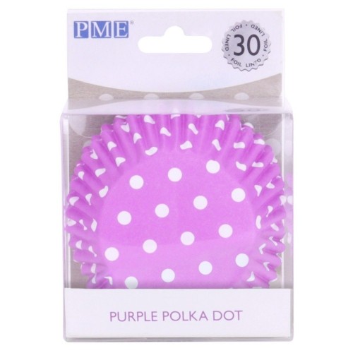 PME Foil Lined Baking cups - purple with polka dot - 30 pcs