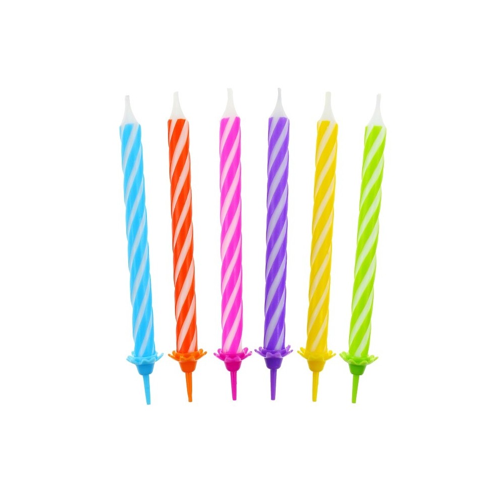 Birthday candles - spiral narrow - 24pcs / 6cm