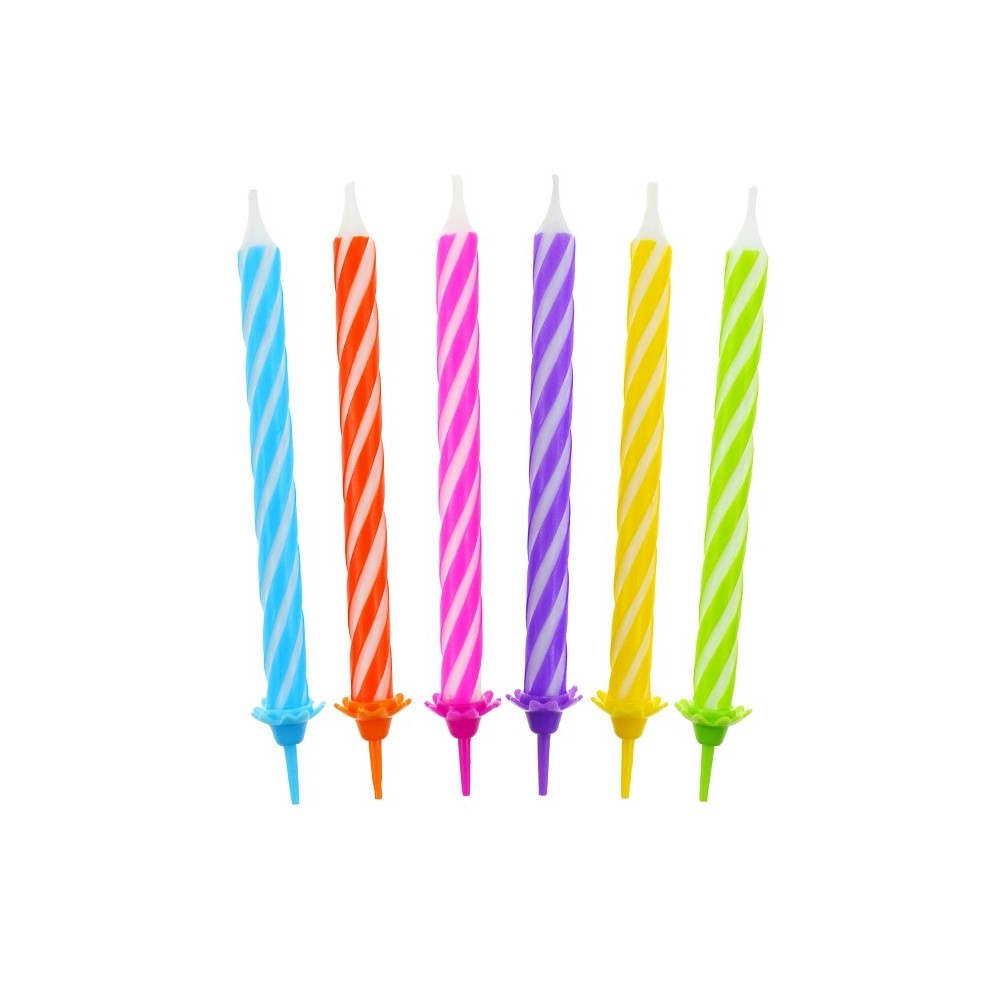 Birthday candles - spiral thin - 24pcs / 6cm.