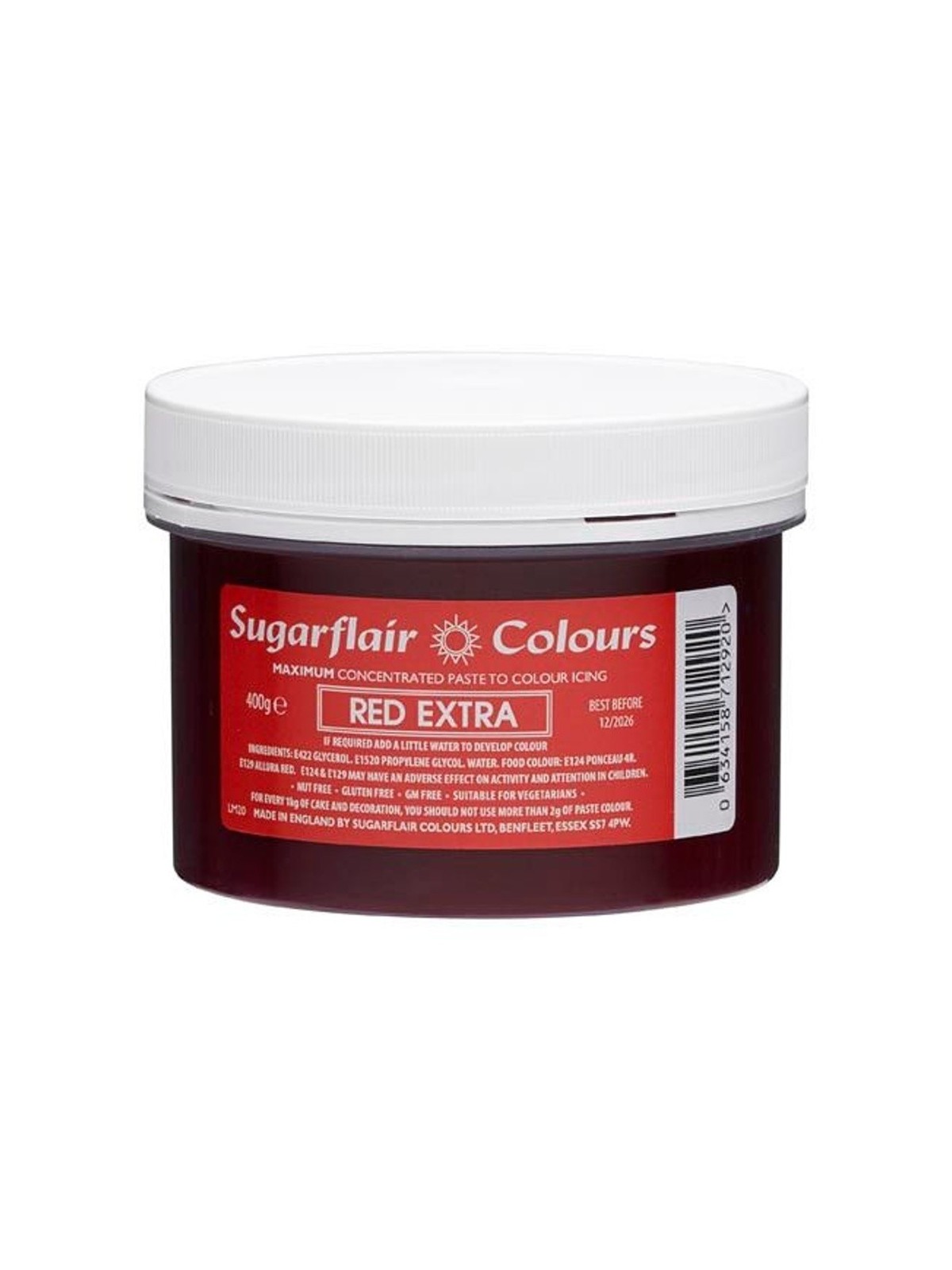 Sugarflair MAXIMUM concentrated gelová barva RED extra  XXL - červená- 400g