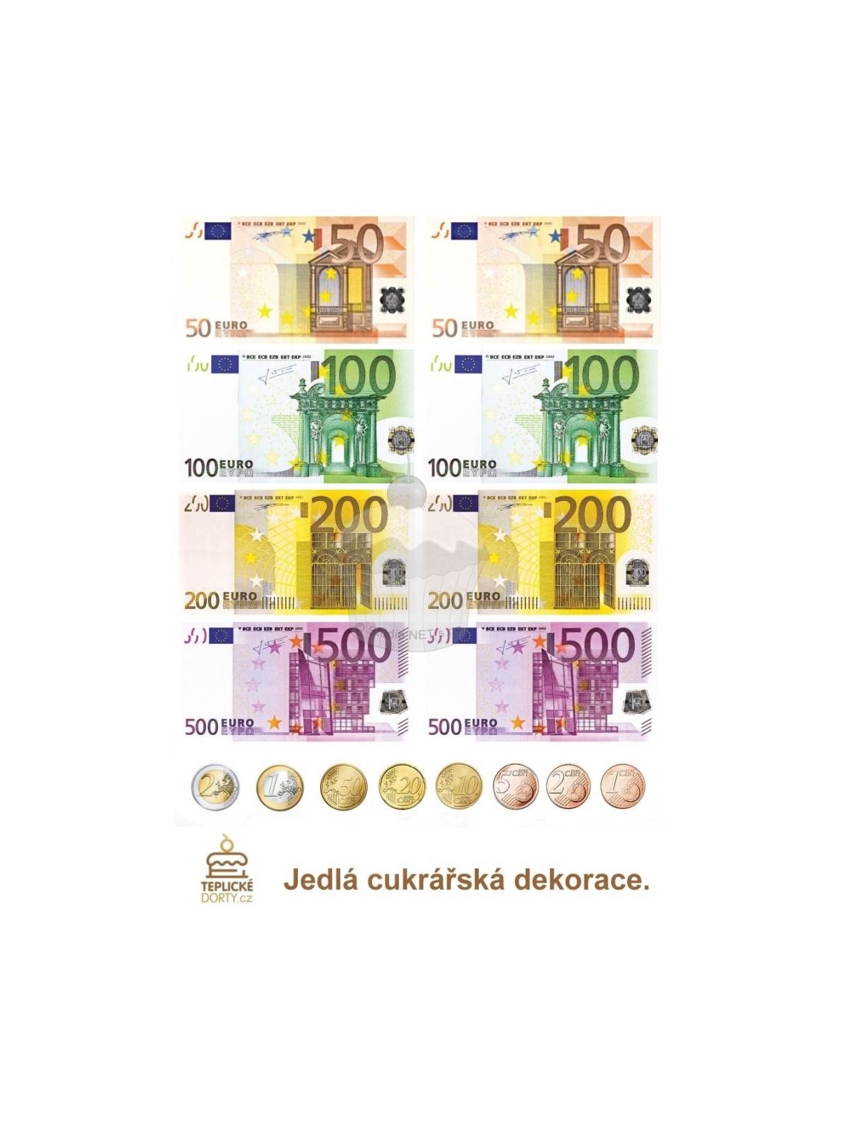 Jedlý papír "Bankovky Euro" - A4