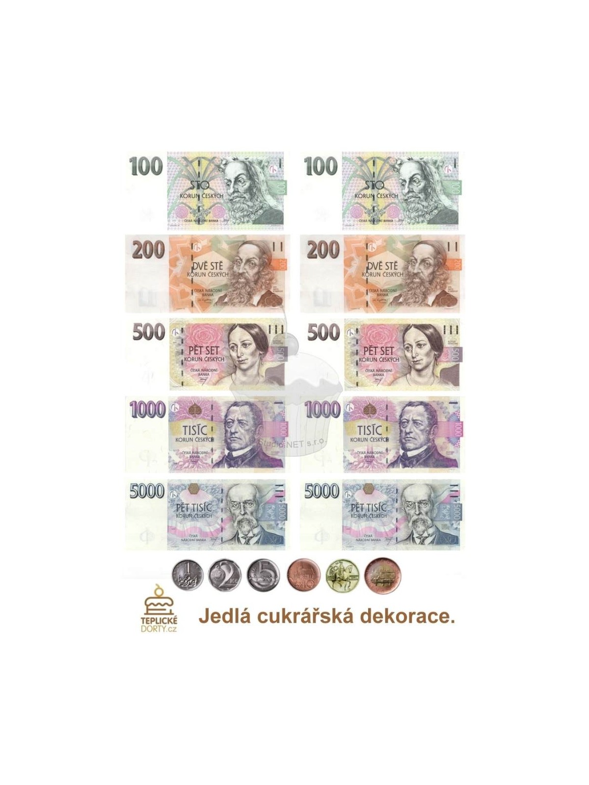 Jedlý papír "Bankovky Česká koruna" - A4