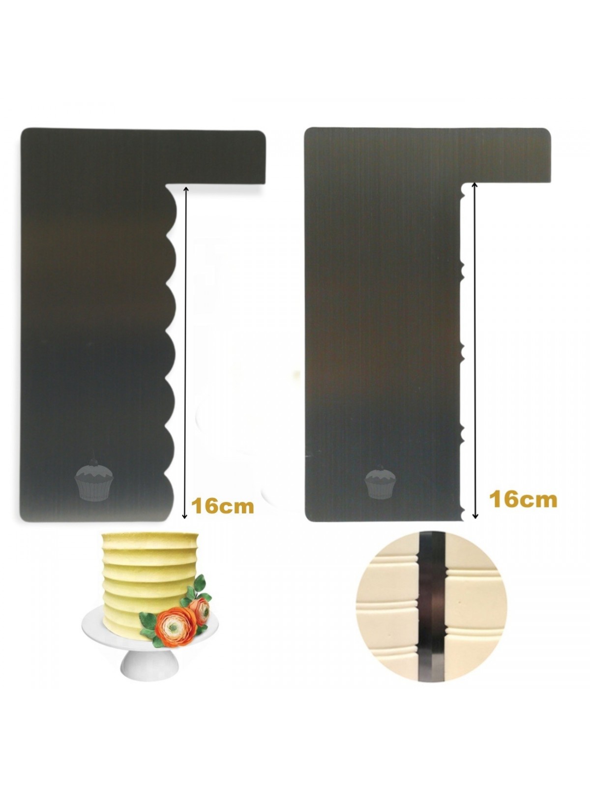 Süßwaren-Konturkarte aus Edelstahl - Facetten- und Ringset 16cm