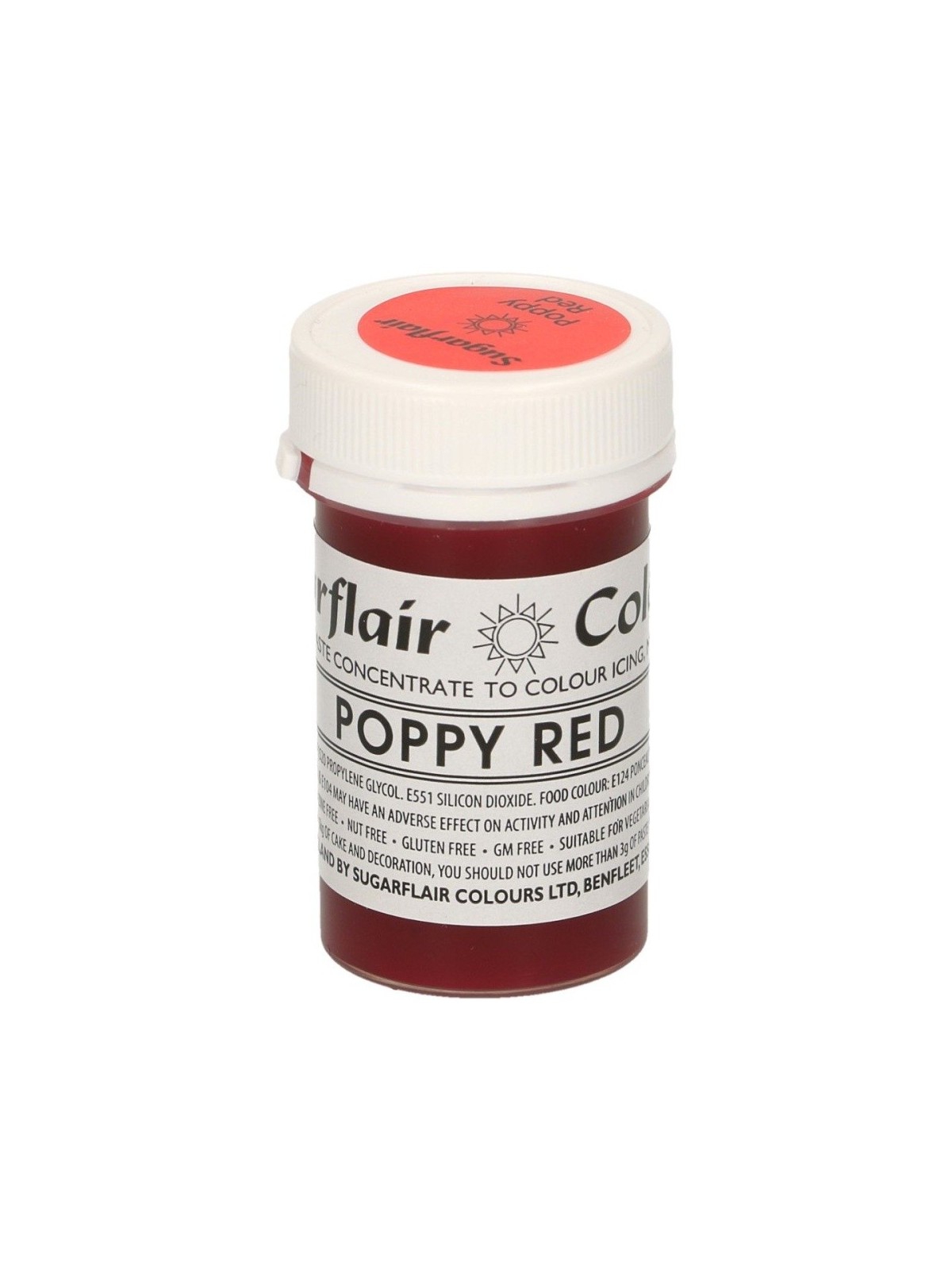 Sugarflair Gel-Farbe - Mohnrot - Poppy Red