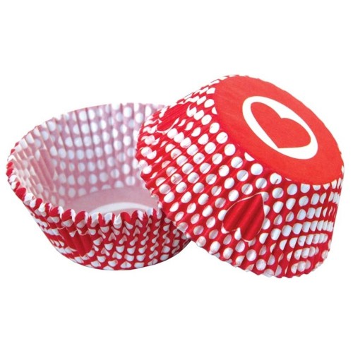 Baking cups - heart with polka dots - 50pcs