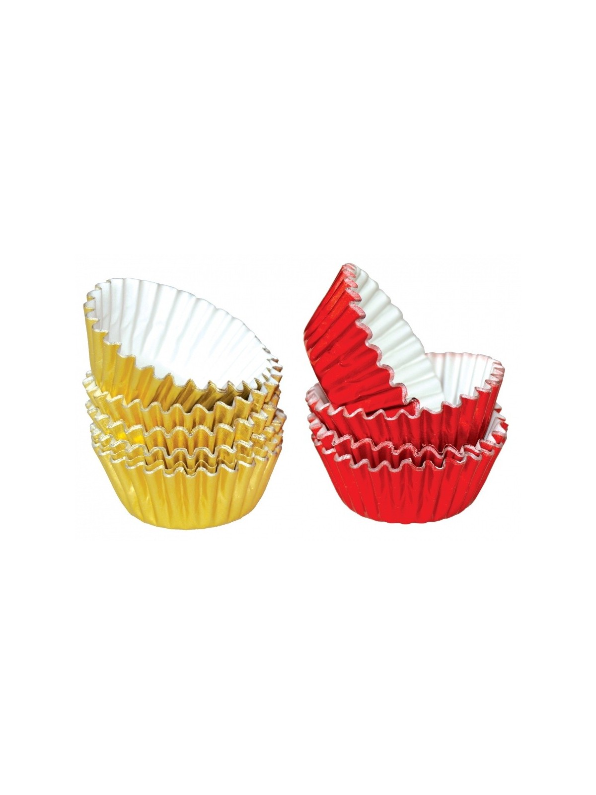 Aluminum pastry MINI baskets 2.5 x 1.7 cm - gold / red - 50 pcs