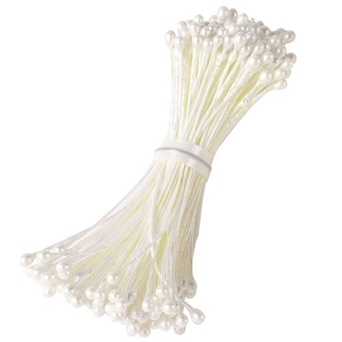 Flower pistils - medium pearl white - 150 pieces