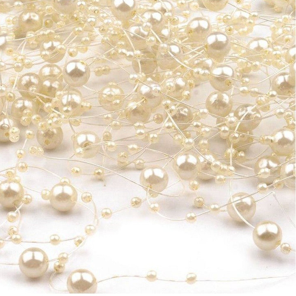 Pearls on nylon - cream mother-of-pearl 130cm / 12pcs