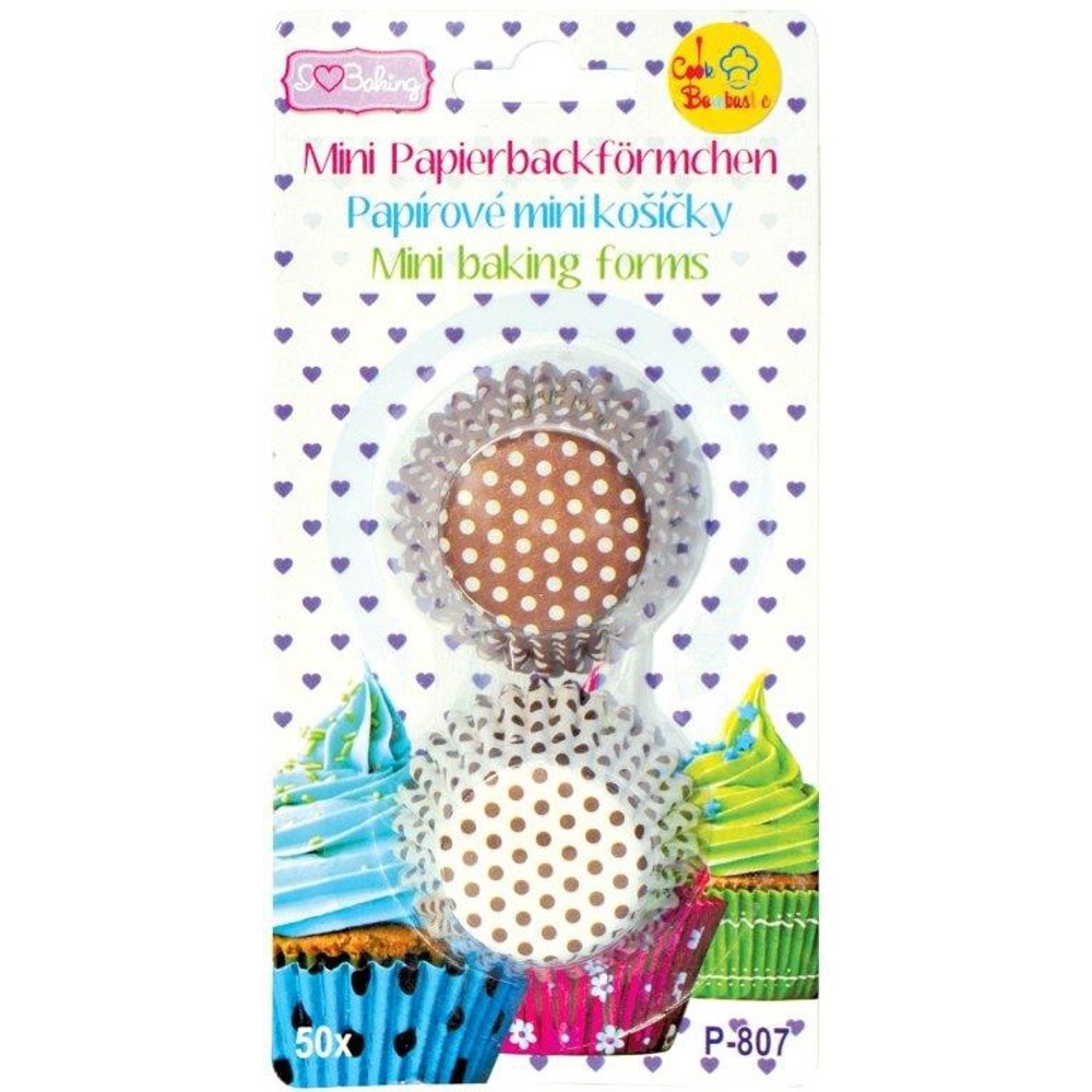 Baking Cups MINI  - brown polka dot - 50pcs