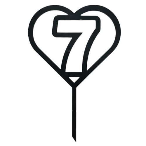 Cake topper - Number in the heart No. 7