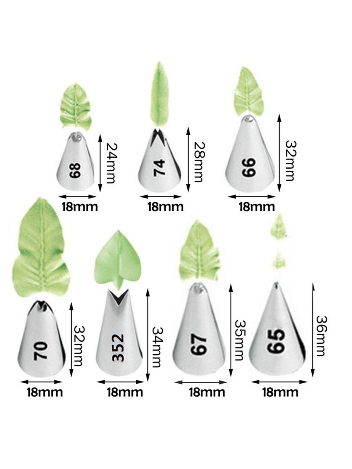 Set mit 7 Stück Edelstahl-Creme-Spitzen