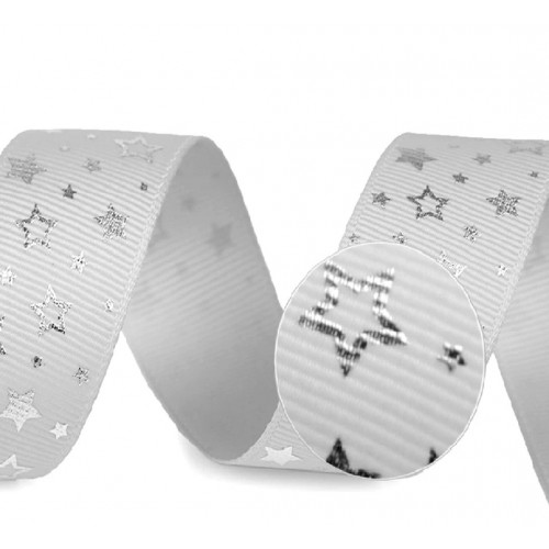 Dog collar - Christmas star - holy grey - 25mm - 5m