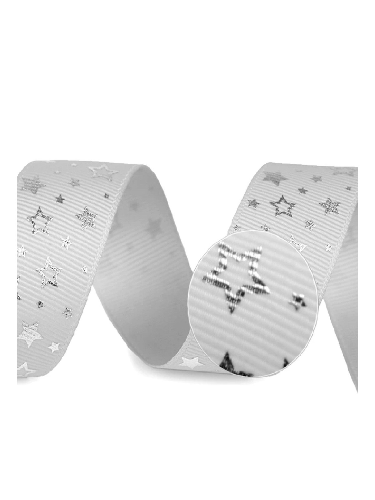 Rapeseed ribbon - Christmas star - St. gray - 25mm - 5m