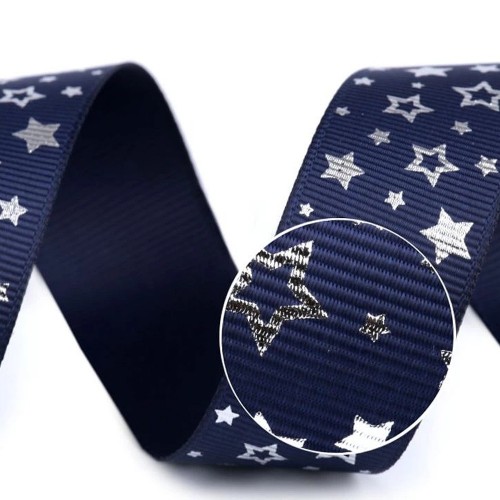 Dog collar - Christmas star - dark blue - 25mm - 5m