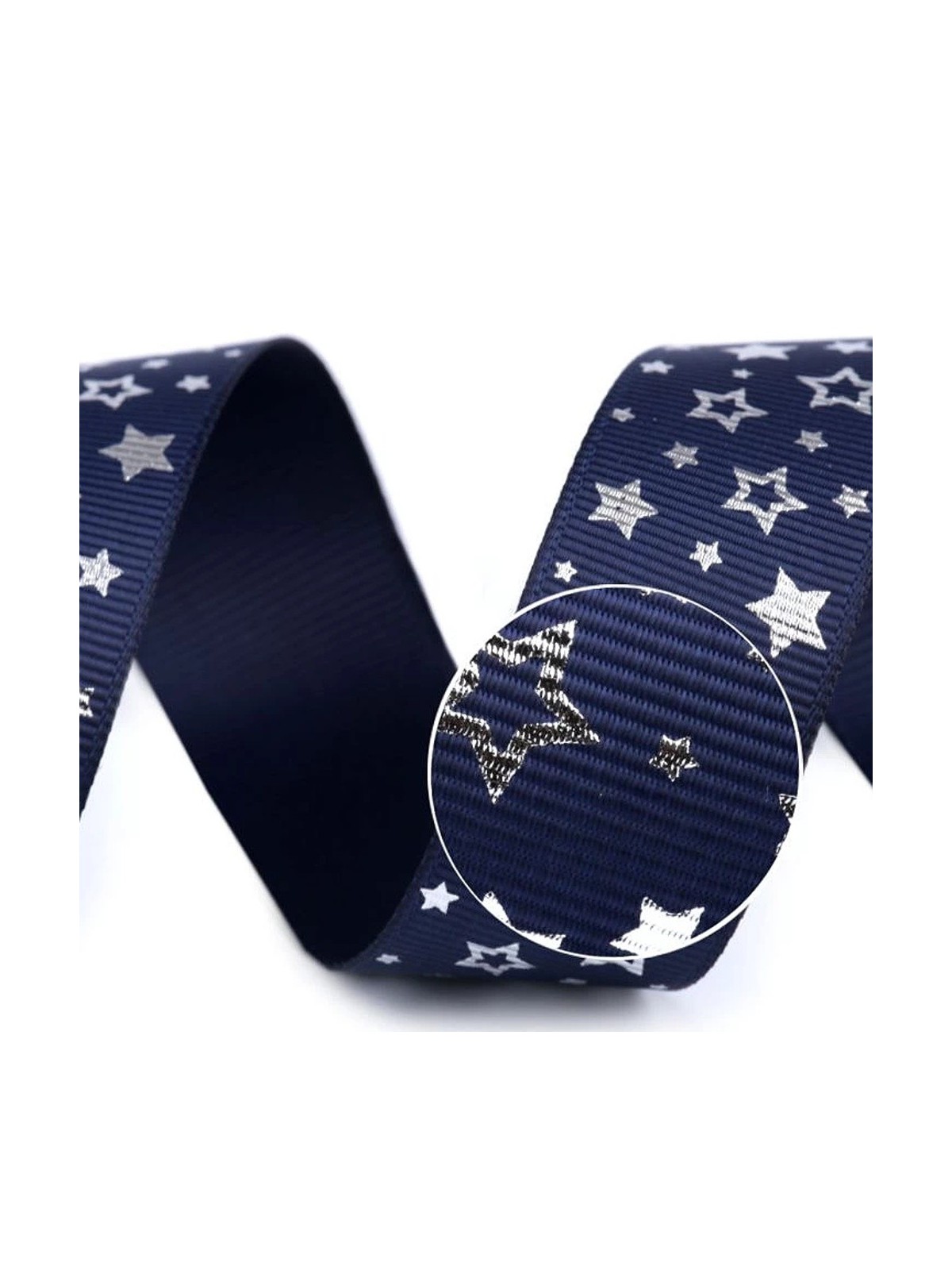 Dog collar - Christmas star - dark blue - 25mm - 5m