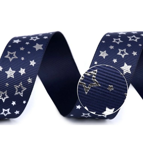 Rapeseed ribbon - Christmas star - dark blue - 25mm - 5m