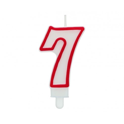 Cake candle with a red border - number 7