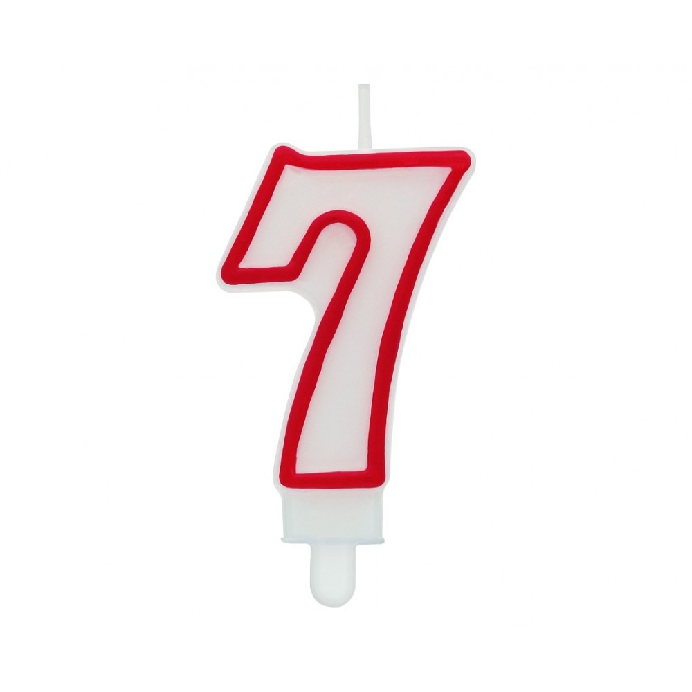 Cake candle with red border - number 7