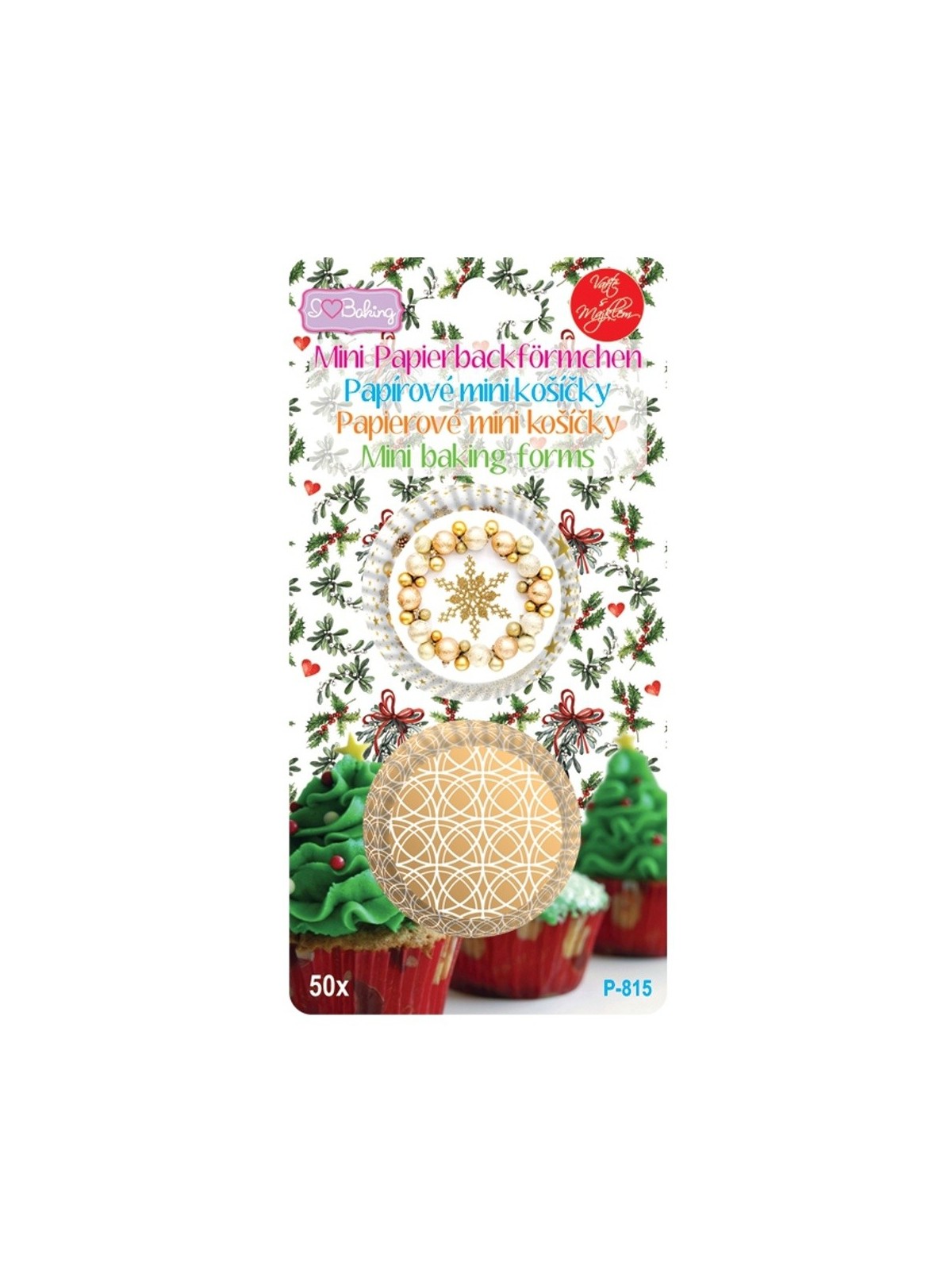 Baking Cups MINI  - Christmas - Christmas wreath+snowflake - 50 pcs