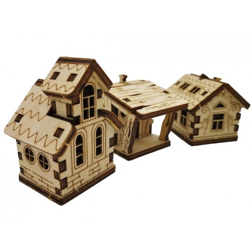 Decorative mini houses 6 pcs