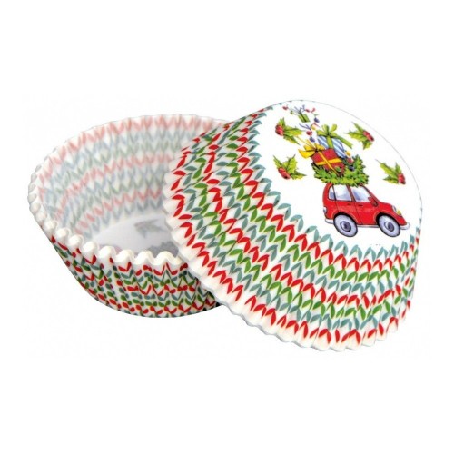 Baking cups - Christmas - loaded car - 50 pcs