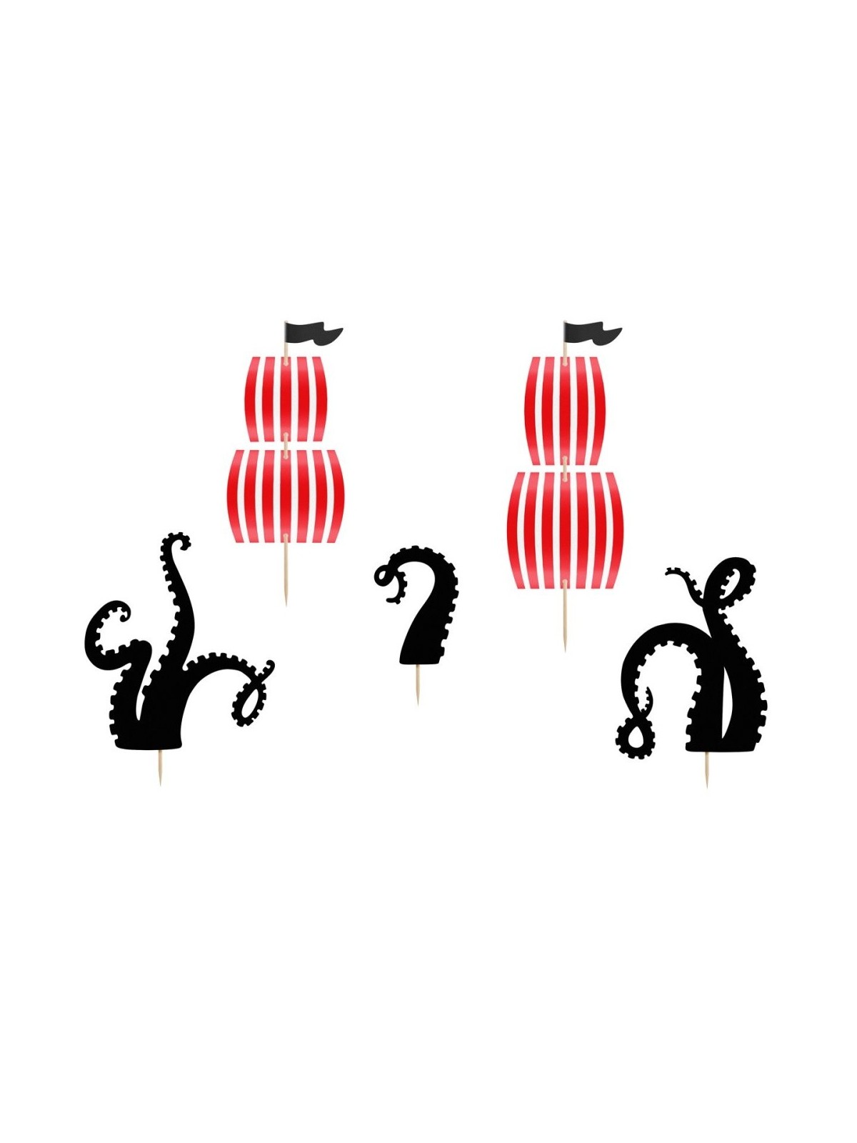 PartyDeco - cake toppers - Piratenparty - 5St