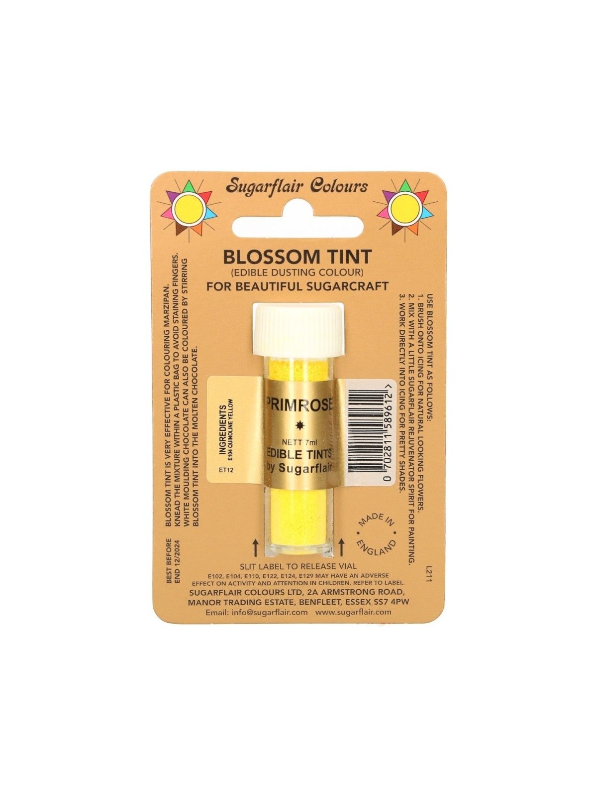 Sugarflair dusting colour - dusting powder - Primrose - yellow - 7ml