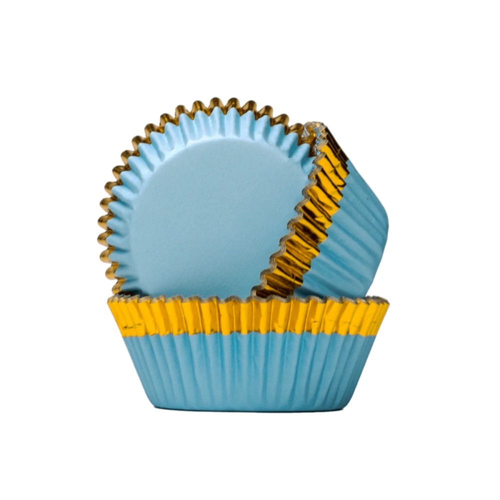 PME Foil Baking cups - blue with gold trim- 30 pcs