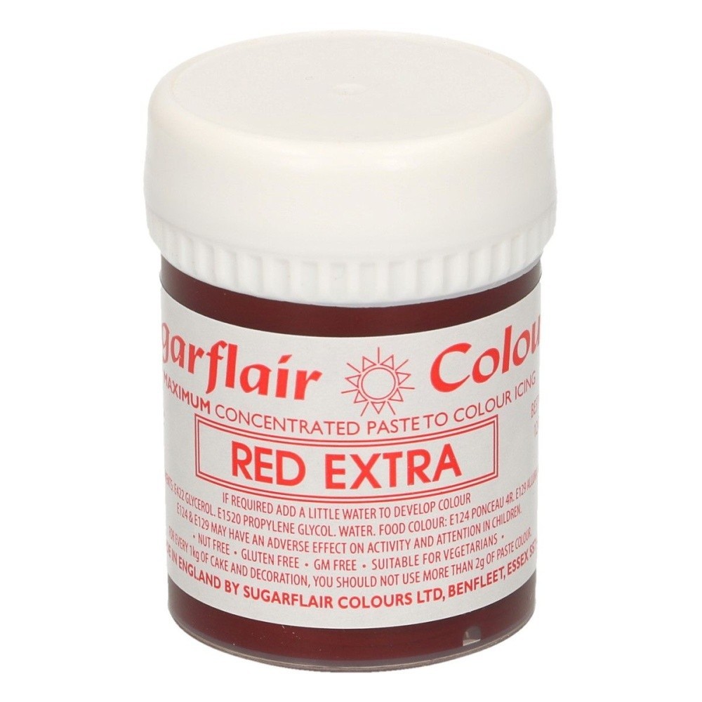 Sugarflair gel colour EXTRA RED - extra red 42g