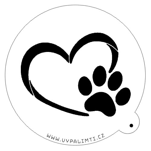 Stencil template - Heart with pawprint