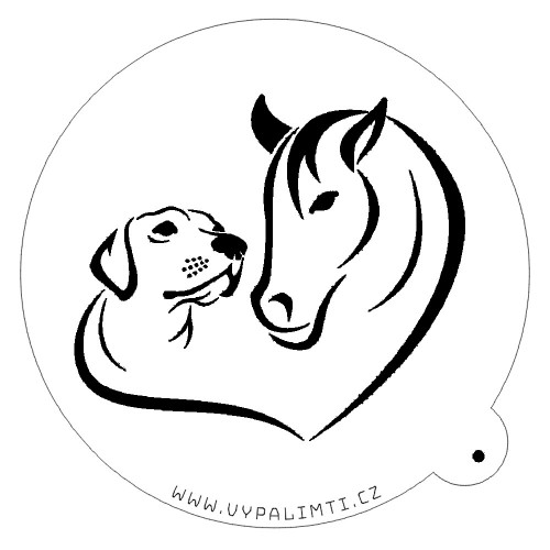 Stencil template - Heart horse and dog