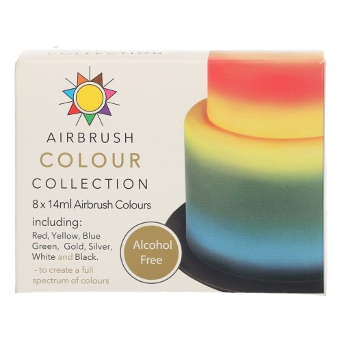 Sugarflair airbrush colour collection set - ALCOHOL FREE - 8 x 14ml