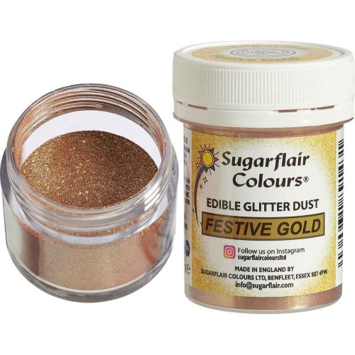 Sugarflair Essbarer Glanz Puderfarbe Festive Gold - 10g