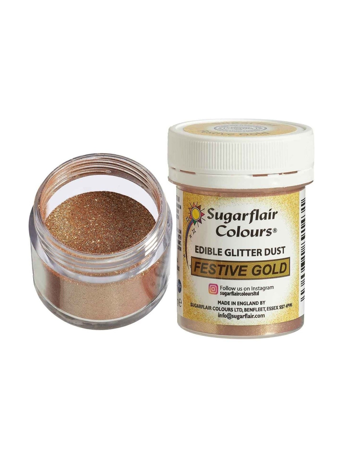 Sugarflair Essbarer Glanz Puderfarbe Festive Gold - 10g