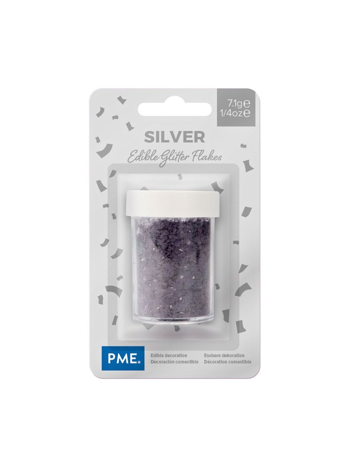 PME Silver glitter flakes - Jedlé třpytky - vločky - stříbrné 7,1g