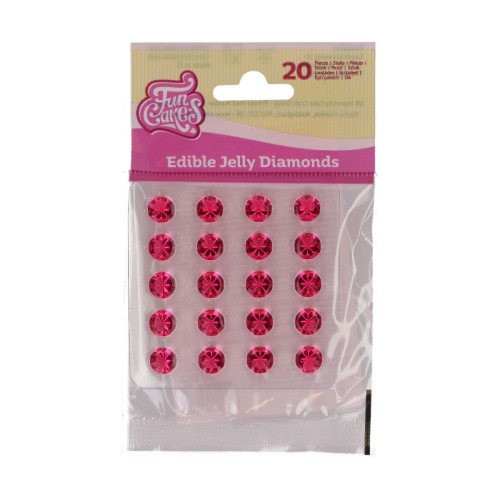 FunCakes - Edible Jelly Diamonds - Pink- 10mm