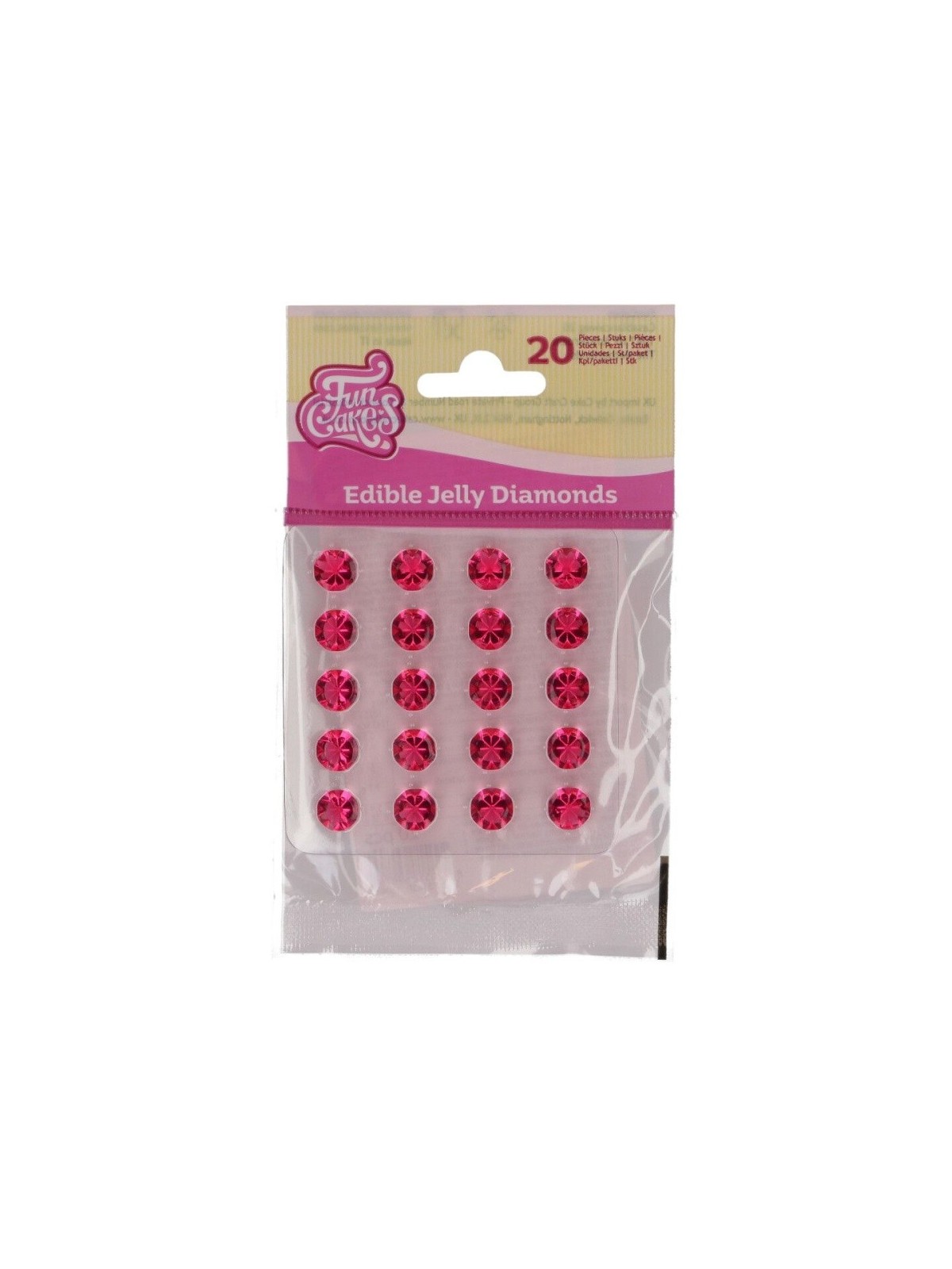 FunCakes - Pink Edible Jelly Diamonds 10mm