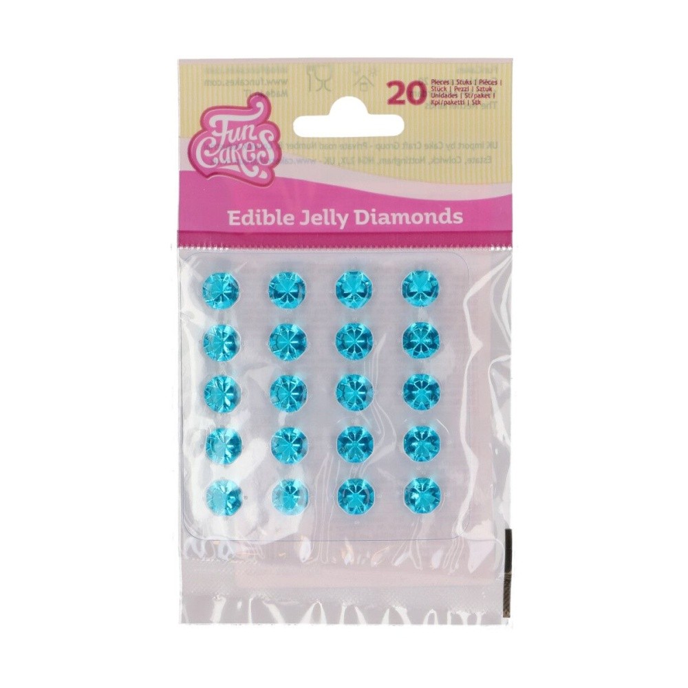 FunCakes – Blau essbare Jelly-Diamanten, 10 mm