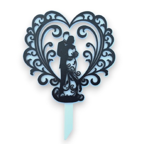 Cake topper - Wedding heart XL black