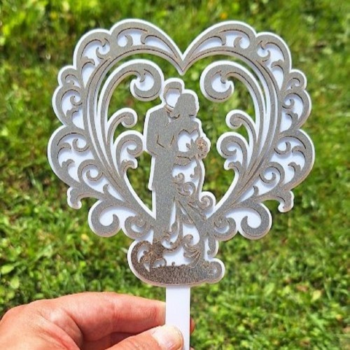 Cake topper - Wedding heart XL gold