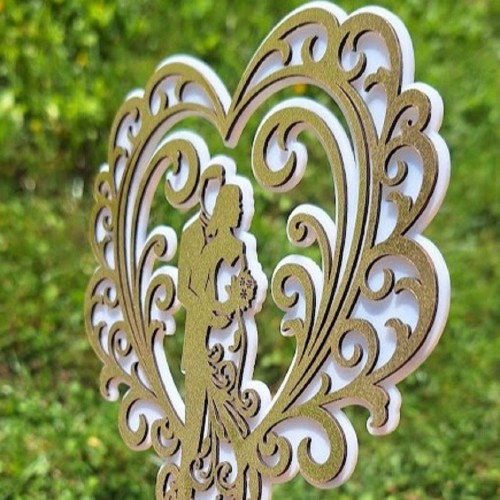 Cake topper - Wedding heart XL gold