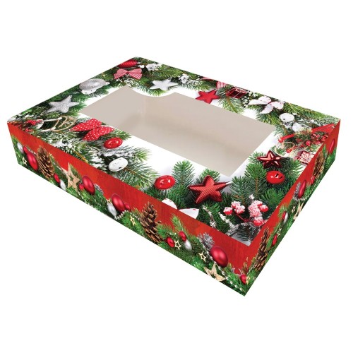 Krabice na cukroví - vánoční jehličí - 36 x 22 x 5cm