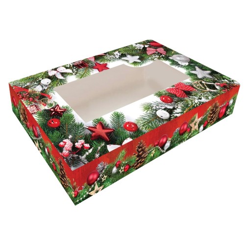 Krabice na cukroví - vánoční jehličí - 36 x 22 x 5cm