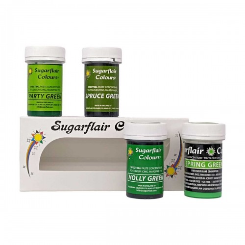 Sugarflair paste colour mixed Green set - 4 x 25g