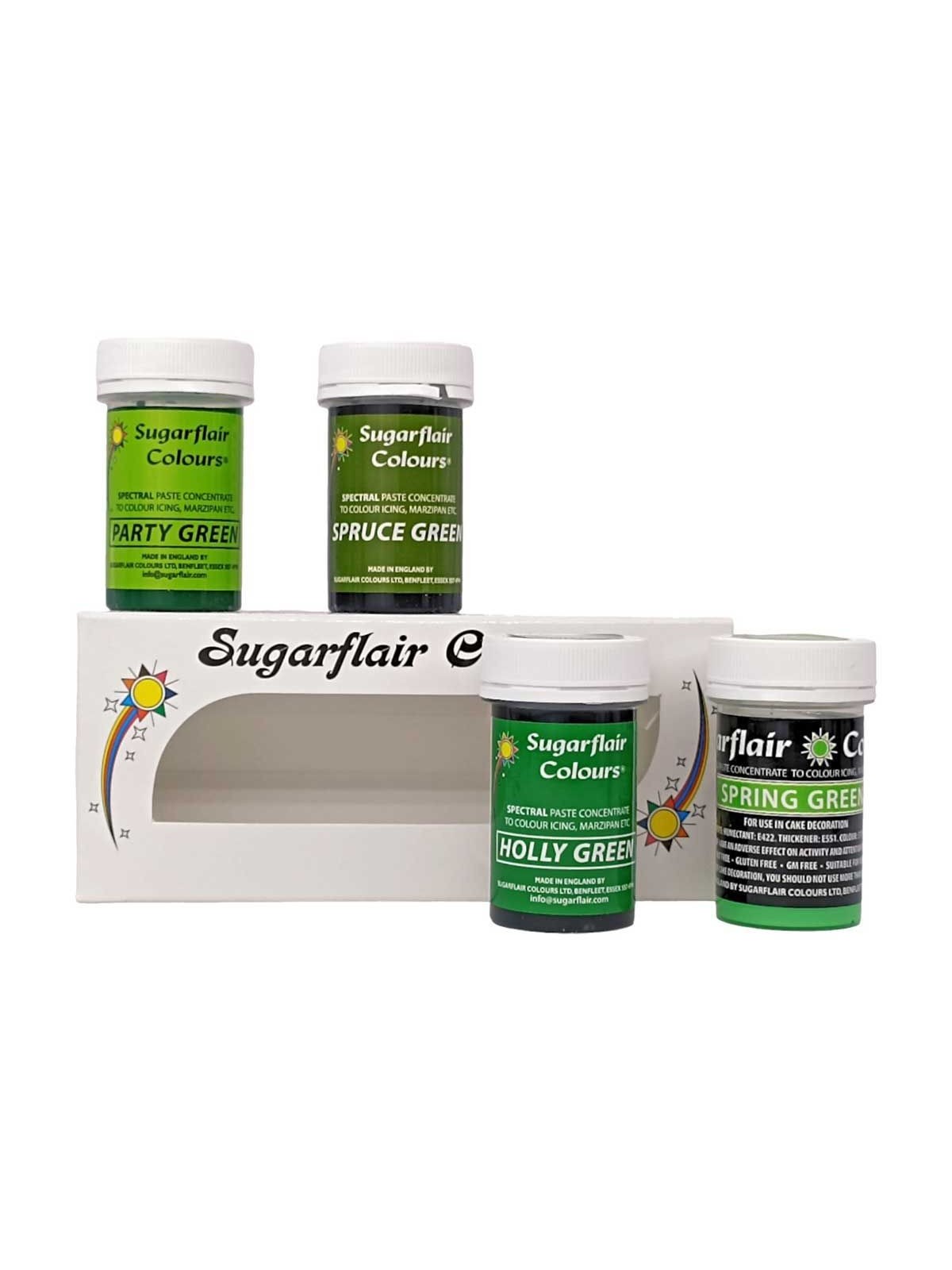 Sugarflair paste colour mixed Green set - 4 x 25g