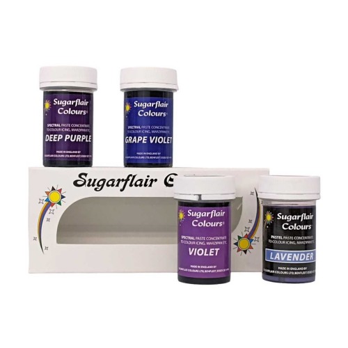 Sugarflair-Set Gelfarben – Purple – 4 x 25 g