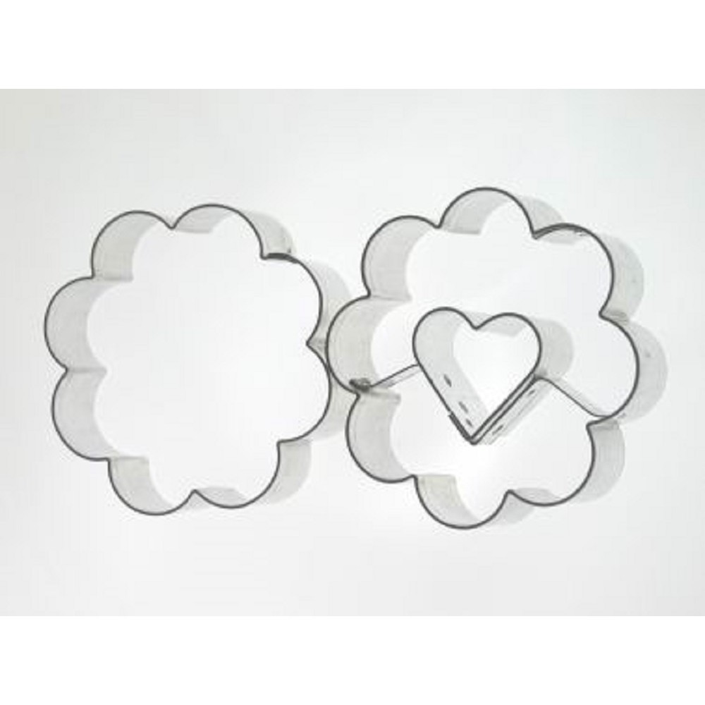 Set of cookie cutters - large flower + heart